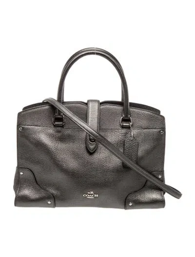 Pre-owned Coach Leather Top Handle Bag In Silver