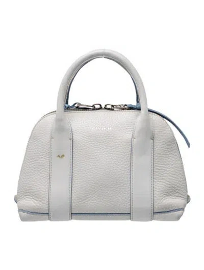 Pre-owned Coach Leather Top Handle Bag In Silver/white