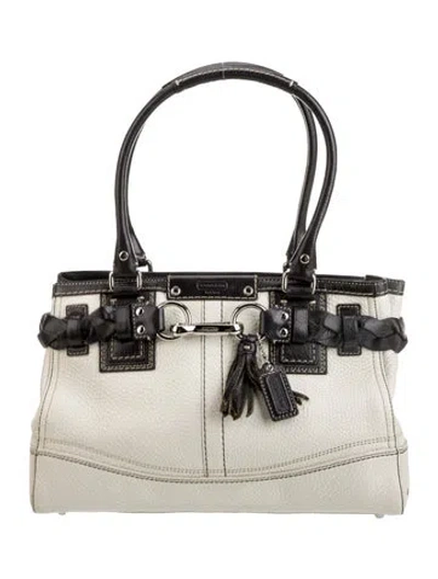 Pre-owned Coach Leather Top Handle Bag In White