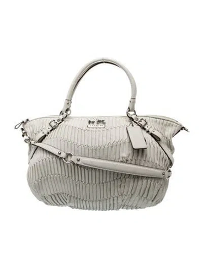 Pre-owned Coach Leather Top Handle Bag In White
