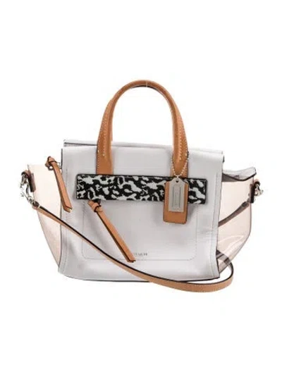 Pre-owned Coach Leather Top Handle Bag In White