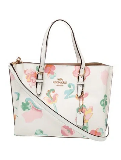 Pre-owned Coach Leather Top Handle Bag In White