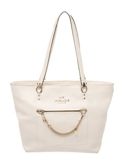 Pre-owned Coach Leather Top Handle Bag In White