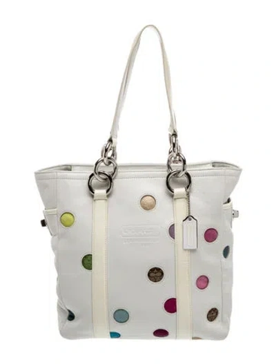 Pre-owned Coach Leather Top Handle Bag In White