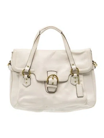 Pre-owned Coach Leather Top Handle Bag In White