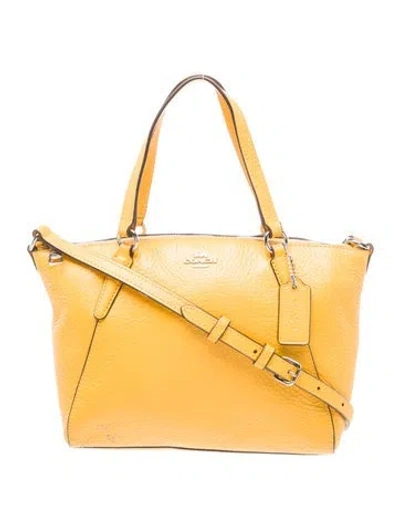 Pre-owned Coach Leather Top Handle Bag In Yellow