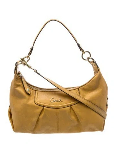 Pre-owned Coach Leather Top Handle Bag In Yellow