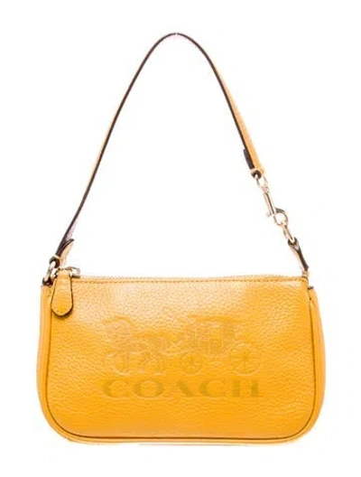Pre-owned Coach Leather Top Handle Bag In Yellow