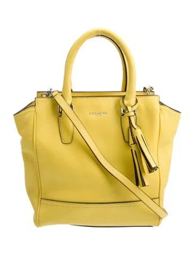 Pre-owned Coach Leather Top Handle Bag In Yellow