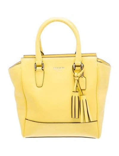 Pre-owned Coach Leather Top Handle Bag In Yellow