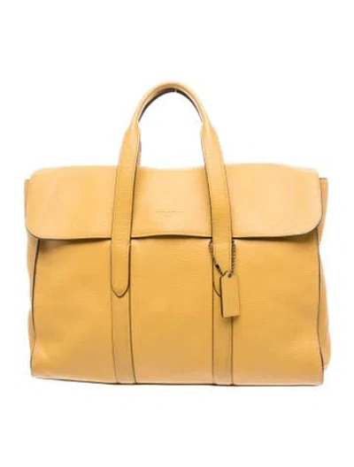Pre-owned Coach Leather Top Handle Bag In Yellow