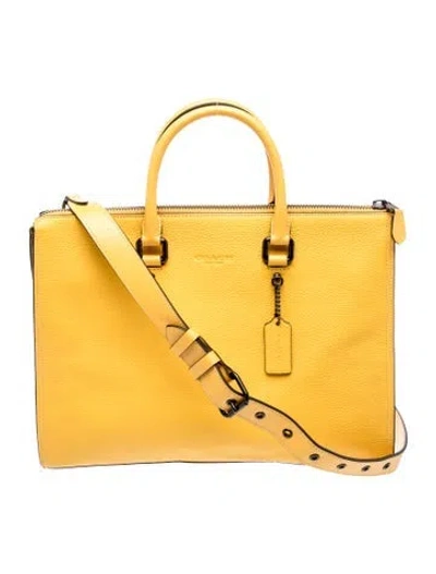 Pre-owned Coach Leather Top Handle Bag In Yellow