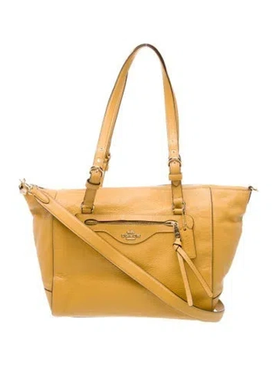 Pre-owned Coach Leather Top Handle Bag In Yellow