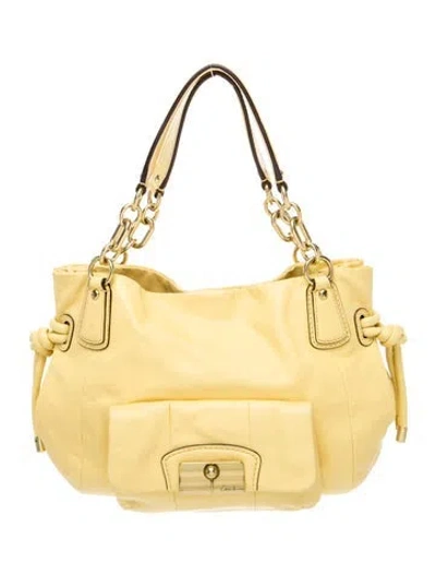 Pre-owned Coach Leather Top Handle Bag In Yellow