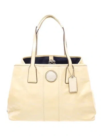 Pre-owned Coach Leather Top Handle Bag In Yellow