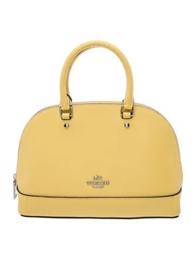 Pre-owned Coach Leather Top Handle Bag In Yellow