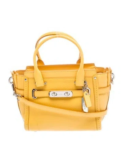 Pre-owned Coach Leather Top Handle Bag In Yellow