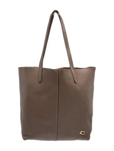 Pre-owned Coach Leather Tote 18 In Brown