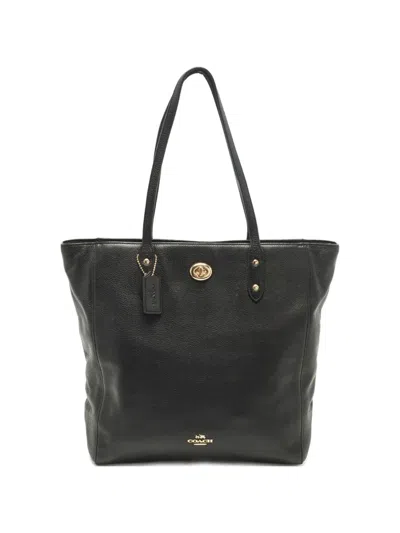 Pre-owned Coach Leather Tote Bag In Black