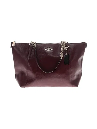 Pre-owned Coach Leather Tote Bag In Burgundy