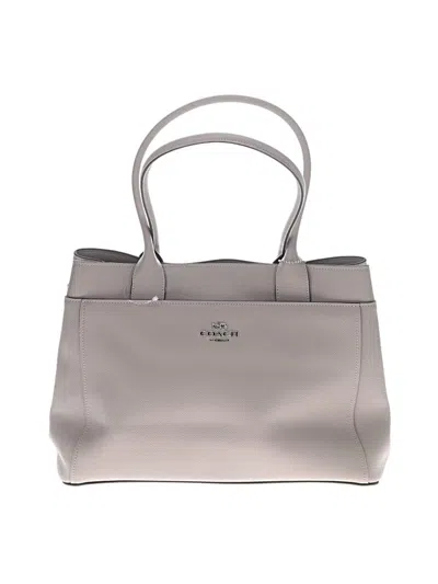Pre-owned Coach Leather Tote Bag In Gray