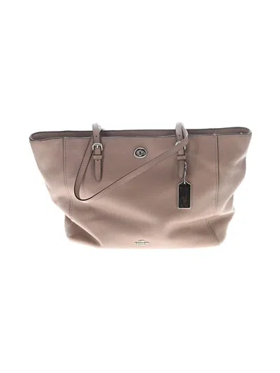 Pre-owned Coach Leather Tote Bag In Gray
