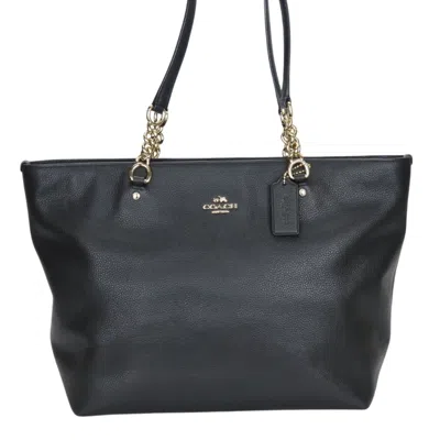 Pre-owned Coach Leather Tote Bag () In Black