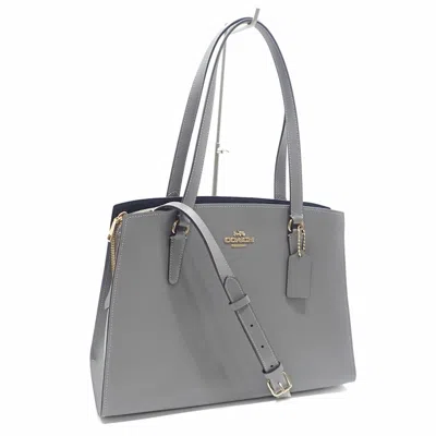 Pre-owned Coach Leather Tote Bag () In Grey