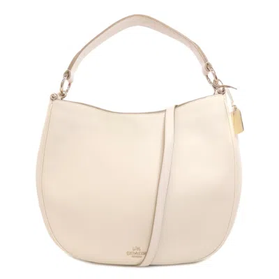 Pre-owned Coach Leather Tote Bag () In White