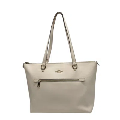 Pre-owned Coach Leather Tote Bag () In White