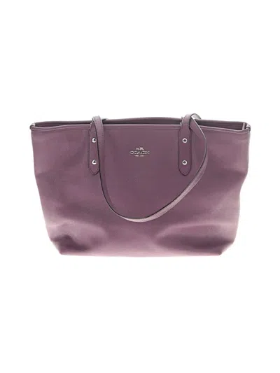 Pre-owned Coach Leather Tote Bag In Purple