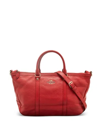 Pre-owned Coach Leather Tote Bag In Red