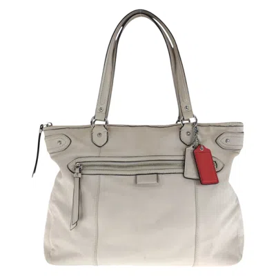 Coach Leather Tote Bag In White