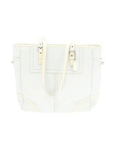 Pre-owned Coach Leather Tote Bag In White
