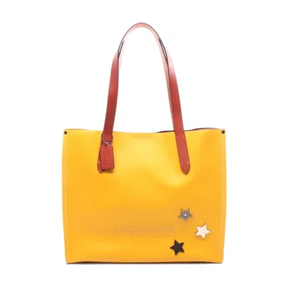 Coach Leather Tote Bag In Yellow