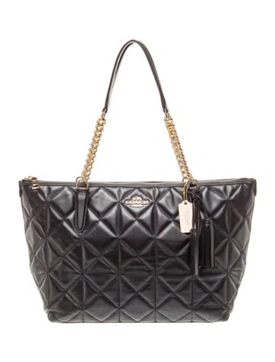 Pre-owned Coach Leather Tote In Black