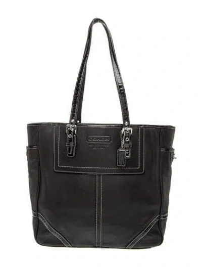 Pre-owned Coach Leather Tote In Black/grey