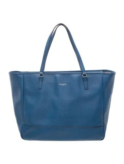 Pre-owned Coach Leather Tote In Blue