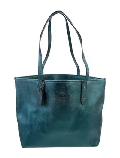 Pre-owned Coach Leather Tote In Blue