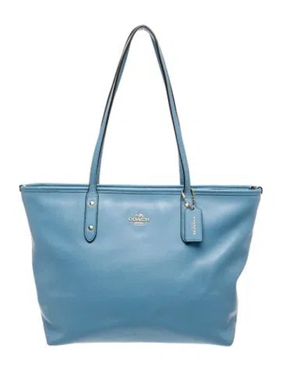 Pre-owned Coach Leather Tote In Blue