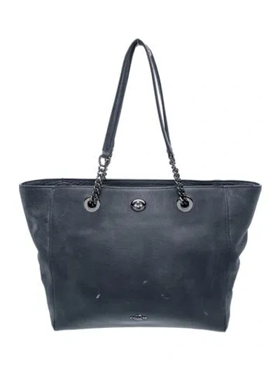 Pre-owned Coach Leather Tote In Blue