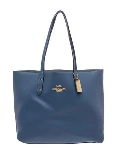 Pre-owned Coach Leather Tote In Blue