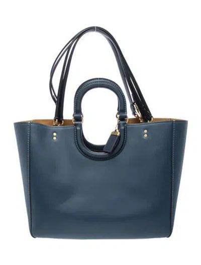 Pre-owned Coach Leather Tote In Blue