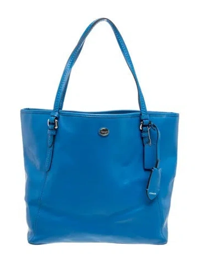 Pre-owned Coach Leather Tote In Blue