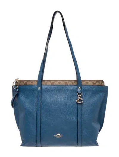 Pre-owned Coach Leather Tote In Blue