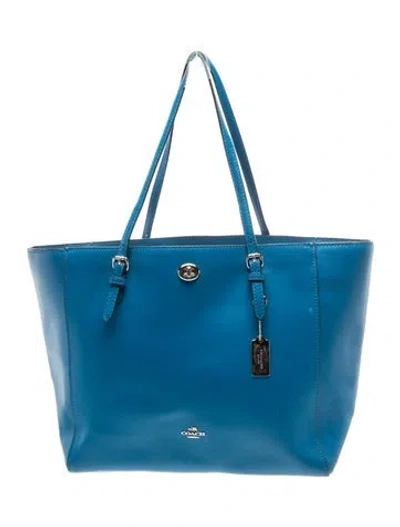 Pre-owned Coach Leather Tote In Blue