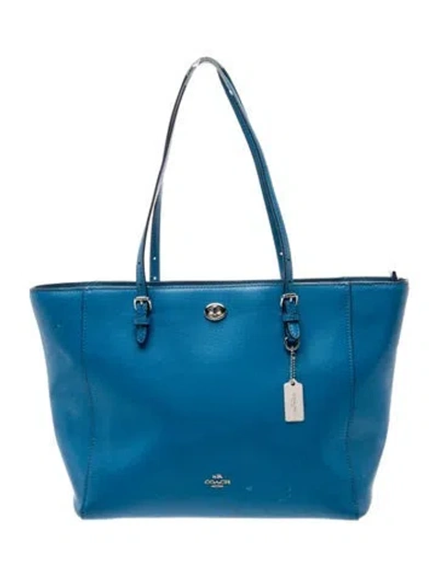 Pre-owned Coach Leather Tote In Blue