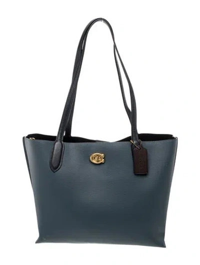 Pre-owned Coach Leather Tote In Blue