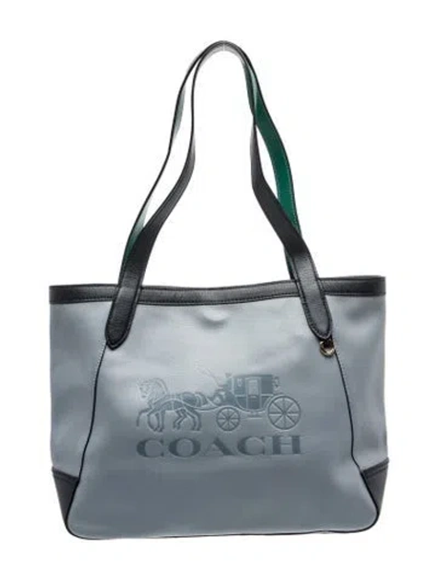 Pre-owned Coach Leather Tote In Blue