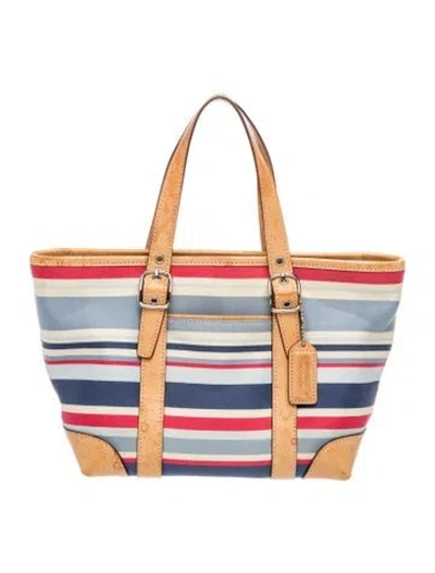 Pre-owned Coach Leather Tote In Blue/neutrals